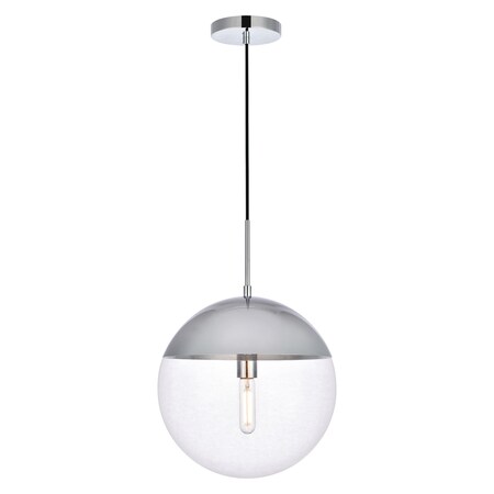 Living District Eclipse 1 Light Chrome Pendant with Clear Glass